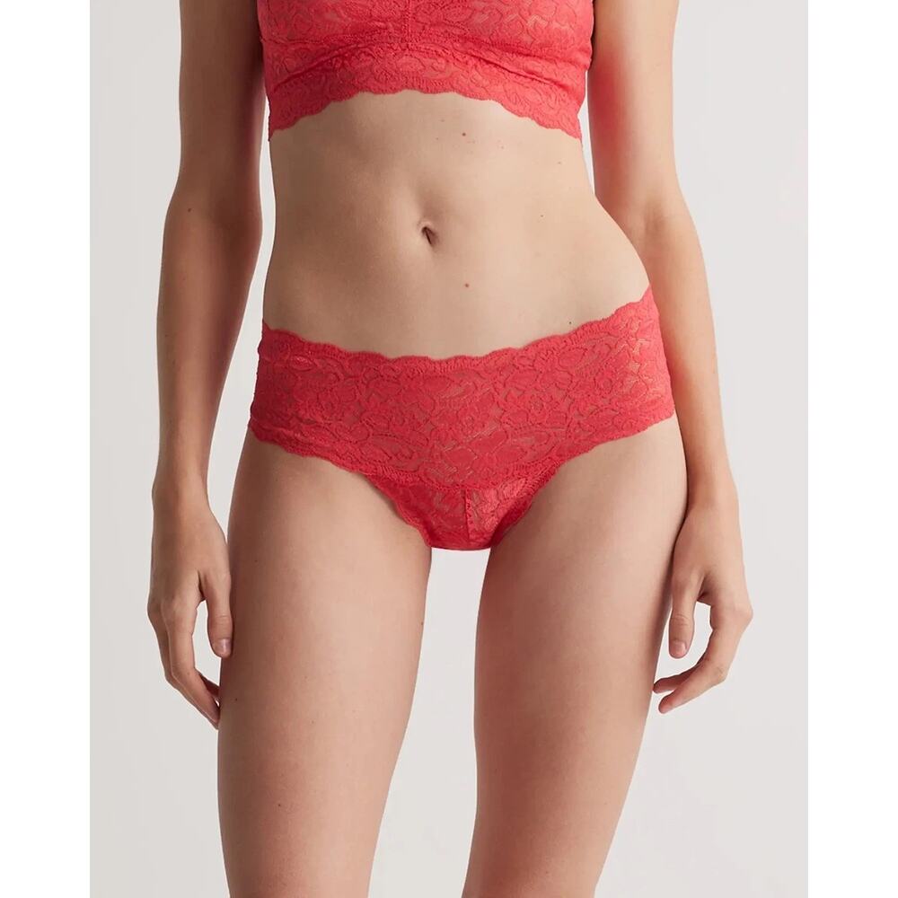 Quince Women's Stretch Lace Thong Panties 6-pk Black/Pink/Ruby NEW ~ Size XS